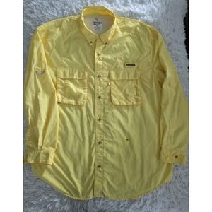 Wrangler Shirt Mens 2XL XXL Yellow Fishing Long Sleeve Button Up Pockets Outdoor